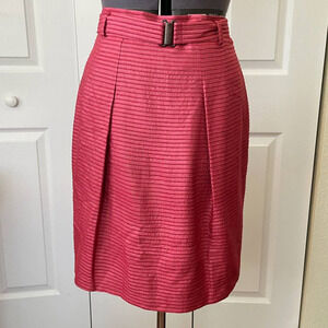 Akris Punto Red 100% Silk Ribbed Striped Dress, Size 8 🗣LAST CHANCE🗣